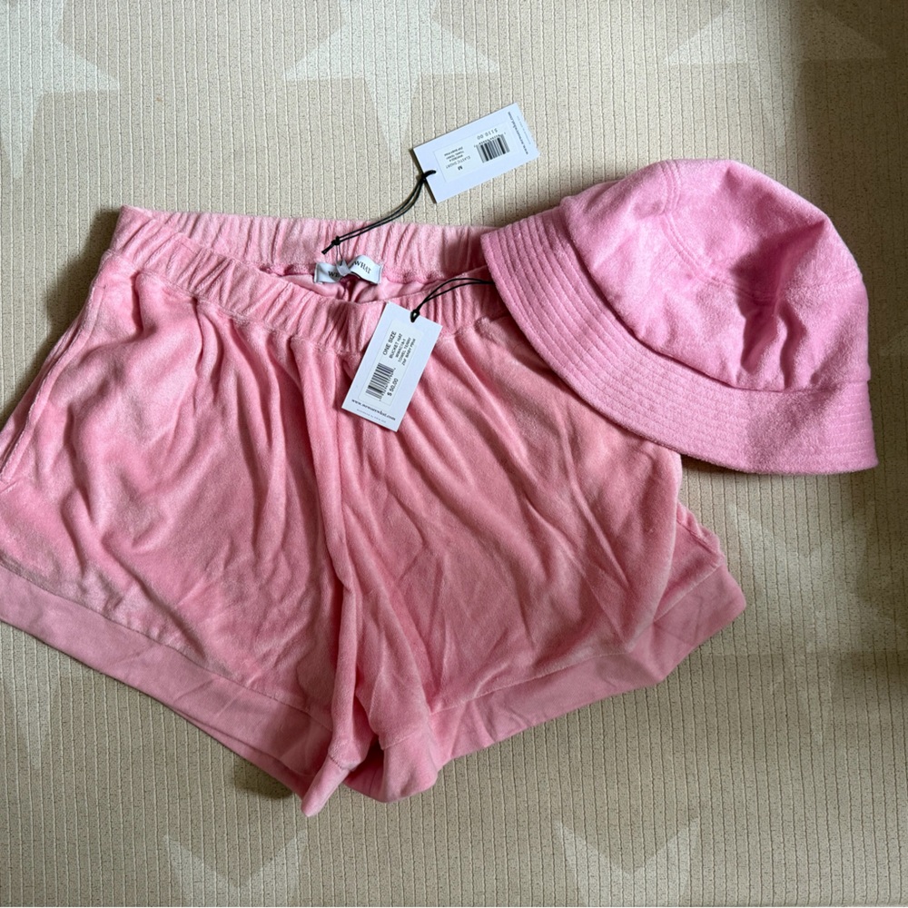 WeWoreWhat Blush Velvet Skirt and Hat